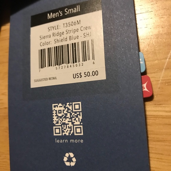 Men’s Small Sierra Ridge Stripe Crew Shield Blue - Picture 2 of 6